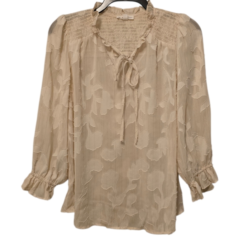 3/$15 By The River Floral Sheer Blouse Size Small